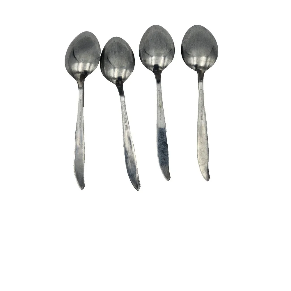 Shoulette Stainless Japan Teaspoons Set of 4 –‎ Swirl Leaf Pattern Mid Century